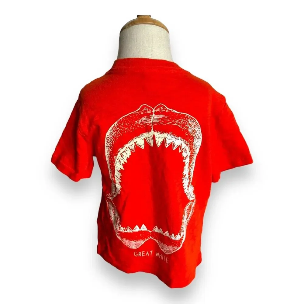 5/$35    Gap Boys Tee Shirt Size 4 Orange JawSome Jaw Some Shark Print Slub Knit